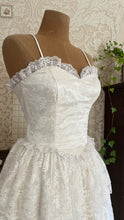 Load image into Gallery viewer, Darling 1980’s Vintage White Satin and Lace Sweetheart Dress