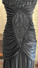 Load image into Gallery viewer, Amazing 1980’s Vintage Black Draped and Ruched Mermaid Dress