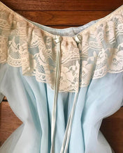 Load image into Gallery viewer, 1970's vintage Pale Blue chiffon peignoir nightgown and robe set