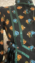 Load image into Gallery viewer, Rare Marigold Print 1970’s vintage black calico Gunne Sax midi dress