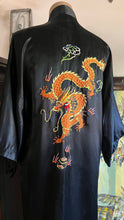 Load image into Gallery viewer, Elegant Black Satin Embroidered Dragon Robe