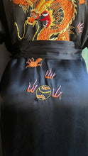 Load image into Gallery viewer, Elegant Black Satin Embroidered Dragon Robe