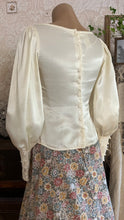 Load image into Gallery viewer, 1970’s vintage Butter Cream Satin Gunne Sax Button Back Blouse