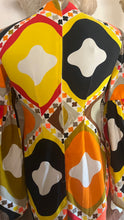 Load image into Gallery viewer, Homemade 1960’s Vintage Psychedelic Geometric Print Bell Sleeve Extreme Mini Dress