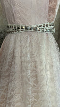 Load image into Gallery viewer, Soft Lilac 1980’s vintage pink satin and lace dress