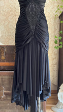 Load image into Gallery viewer, Amazing 1980’s Vintage Black Draped and Ruched Mermaid Dress