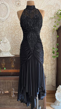 Load image into Gallery viewer, Amazing 1980’s Vintage Black Draped and Ruched Mermaid Dress