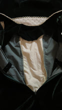 Load image into Gallery viewer, Medieval vibes 1970’s vintage Darkest Green Velveteen Candi Jones Dress