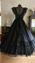 Load image into Gallery viewer, Showpiece Gothic 1980’s vintage Black Swiss Dot Chiffon Gunne Sax gown