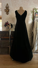 Load image into Gallery viewer, Medieval vibes 1970’s vintage Darkest Green Velveteen Candi Jones Dress