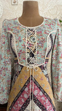 Load image into Gallery viewer, Amazing 1970’s Vintage Fruit and Bird Print Calico Dress