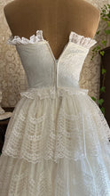 Load image into Gallery viewer, Perfect 1980’s Vintage White Satin and Tiered Lace Dream Dress