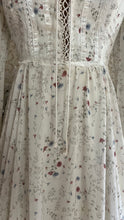 Load image into Gallery viewer, 1970’s vintage Blue Roses and Blueberry Print Voile Gunne Sax dress
