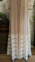 Load image into Gallery viewer, Dreamy 1970's vintage Cappuccino Beige and Ivory cream chiffon peignoir Robe