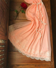 Load image into Gallery viewer, 1970's vintage peachy apricot pink chiffon peignoir nightgown and robe set Intime