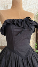Load image into Gallery viewer, Gothic Fairytale 1980’s Vintage Black Cotton Bridal Gown by Laura Ashley