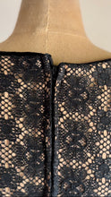 Load image into Gallery viewer, Fantastic 1970’s Vintage Black Velvet and Illusion Lace Maxi Dress