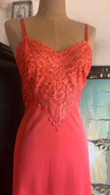 Load image into Gallery viewer, Wonderful 1960’s Vintage Tangerine Orange Nylon and Lace Vanity Fair Slip Nightgown