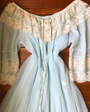 Load image into Gallery viewer, 1970's vintage Pale Blue chiffon peignoir nightgown and robe set