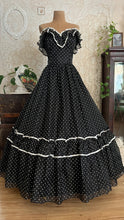 Load image into Gallery viewer, The 3 Shadows 1980’s Vintage Black and White Swiss Dot Gunne Sax Dress