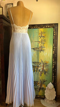 Load image into Gallery viewer, Exquisite 1970’s vintage lilac blue pleated peignoir nightgown and robe by Lucie Ann