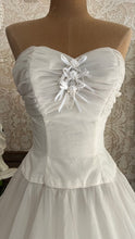Load image into Gallery viewer, Stunning 1950’s 1960’s Vintage White Chiffon and Satin Bridal Dress