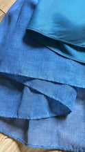 Load image into Gallery viewer, 1970’s Vintage Blue Voile and Ivory Lace Prairie dress