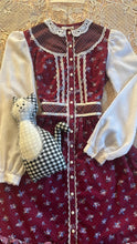 Load image into Gallery viewer, Childs 1970’s vintage Red Floral and Plaid Calico Jeunnes Filles Gunne Sax dress