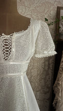 Load image into Gallery viewer, Beauty 1970's vintage white lace and poplin maxi dress