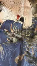 Load image into Gallery viewer, Incredible Vintage 17 Hand Painted Cranes Silk Kimono Robe