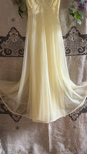 Load image into Gallery viewer, Authentic 1950’s sunshine yellow chiffon Vanity Fair peignoir nightgown and robe set
