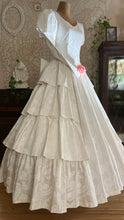 Load image into Gallery viewer, Fairytale 1980’s Vintage Old Stock White Floral Cotton Bridal Gown by Laura Ashley
