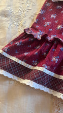 Load image into Gallery viewer, Childs 1970’s vintage Red Floral and Plaid Calico Jeunnes Filles Gunne Sax dress