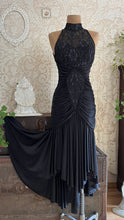 Load image into Gallery viewer, Amazing 1980’s Vintage Black Draped and Ruched Mermaid Dress