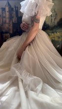 Load image into Gallery viewer, 1950’s Vintage One Shoulder Ruffled White Chiffon Gown by Mike Benet Formals