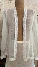 Load image into Gallery viewer, 1970's vintage sheer ivory net lace and pearls Gunne Sax cover up