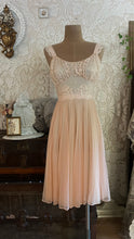 Load image into Gallery viewer, Spectacular 1950’s vintage pleated peach chiffon peignoir nightgown and robe set
