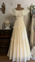 Load image into Gallery viewer, Butter Cream Cotton Crepe 1970’s 1980’s Vintage Off Shoulder Dress