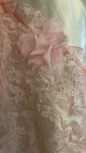 Load image into Gallery viewer, Incredible 1980’s Vintage White Satin and Pink Lace Dress