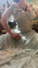 Load image into Gallery viewer, Stunning 1930’s Vintage Eggshell Blue Jacquard and Tulle Dress