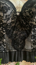 Load image into Gallery viewer, Gorgeous 1950’s Vintage Black Illusion Lace Bustier by Lady Marlene 34C