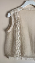 Load image into Gallery viewer, Handmade Vintage cream Fishnet and Crochet Vest