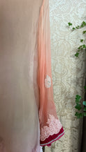 Load image into Gallery viewer, Homemade jeweled ombre pink silk chiffon and fuscia velvet robe