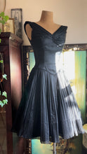Load image into Gallery viewer, Darling 1950’s Vintage Little Black Pleated Chiffon Dress by Jonny Herbert