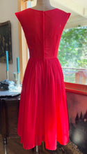 Load image into Gallery viewer, Gorgeous 1950’s Vintage Cherry Red Silk Chiffon Dress