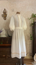 Load image into Gallery viewer, 1970's Vintage Bonnie Strauss Bone White Chiffon Secretary Dress