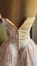 Load image into Gallery viewer, Dream 1980’s Vintage Pink Lace and Sequin Strapless Gown with matching armlets
