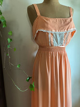 Load image into Gallery viewer, Sale~ 1970’s vintage Young Edwardian peach and cream crepe sundress