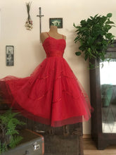 Load image into Gallery viewer, Gorgeous 1950’s vintage red tulle and sequin gown