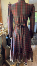 Load image into Gallery viewer, Fantastic 1970’s Vintage Plaid and Velveteen Gunne Sax Midi Dress